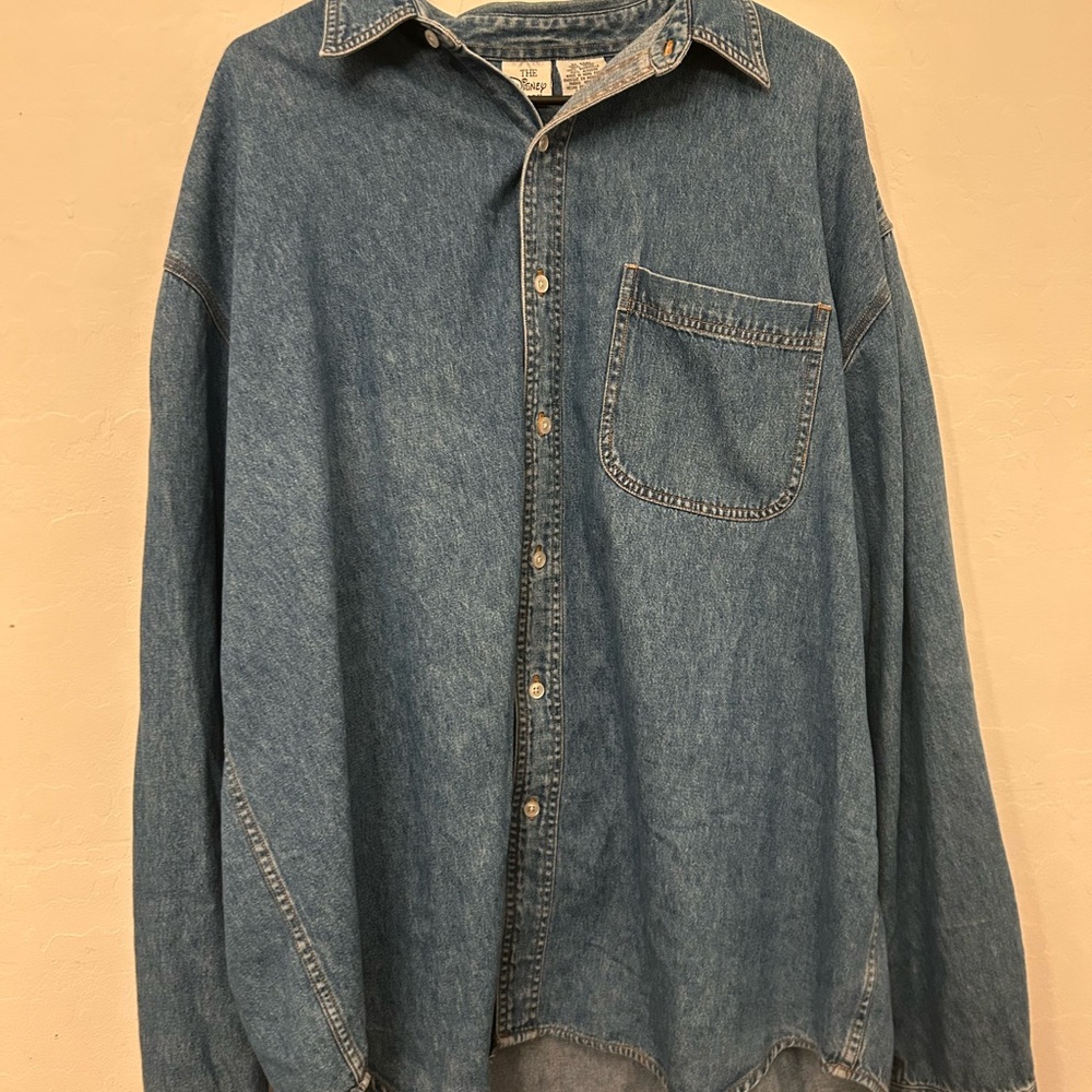 Disney Store Mickey Mouse & Friends Denim Vintage Embroidered Shirt-SZ XX Large